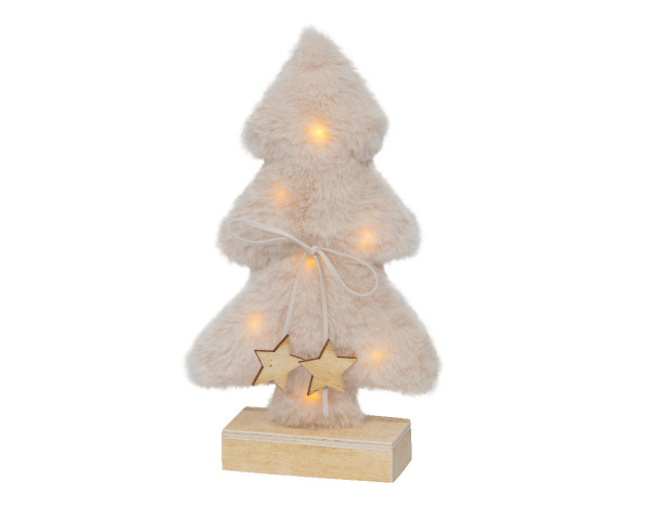 Dekoobjekt LED TREE creme in braun aus Materialmix