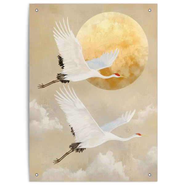 Outdoor Poster MOON CRANES in mehrfarbig aus PVC