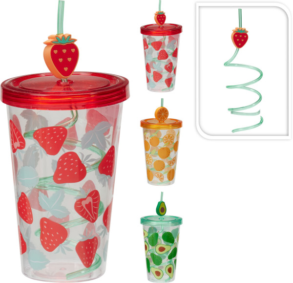 Trinkbecher TO GO FRUTTA in mehrfarbig aus Kunststoff