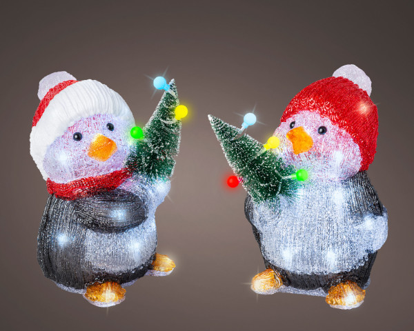 Dekofigur LED PINGUIN in mehrfarbig aus Polyacryl