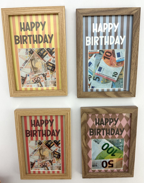 Bilderrahmen BIRTHDAY in mehrfarbig aus Materialmix