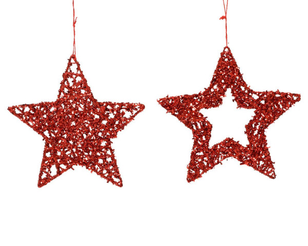 Christbaumschmuck Hänger IRON STAR rot in rot aus Eisen