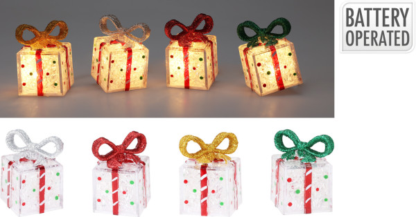 Dekoobjekt LED GESCHENK in mehrfarbig aus Kunststoff