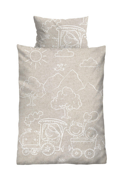 Bettwäsche MELANGE kitt in kitt aus Baumwolle