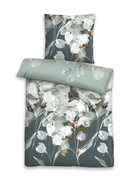 Bettwäsche SATIN mint in mint aus Baumwolle