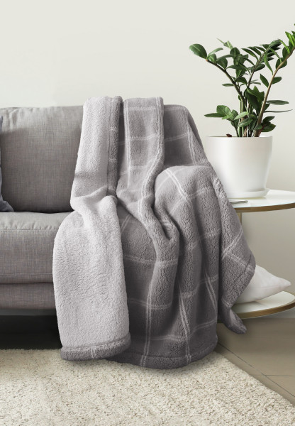 Decke SHERPA grau in grau aus Polyester
