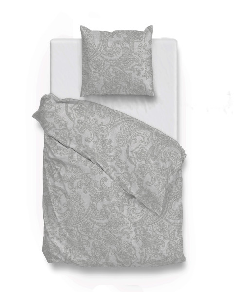 Bettwäsche PAISLEY DI LINO in grau aus Baumwolle