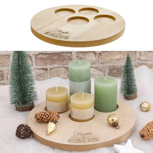Kerzentablett ADVENT in natur aus Holz
