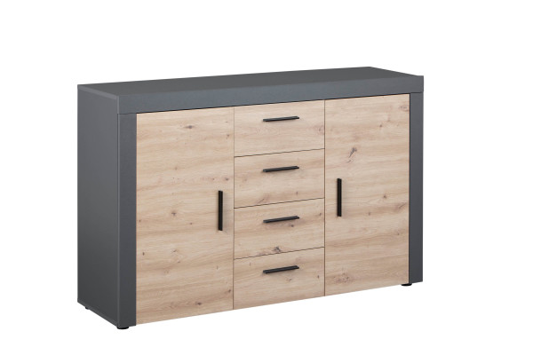 Kommode CORBETO 2T4S in grau aus Holz