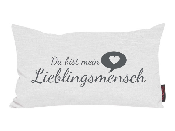 Kissen LIEBLINGSMENSCH weiß in weiß aus Mischgewebe