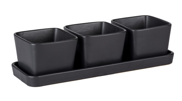 Snack & Dip Schalen Set in schwarz aus Materialmix