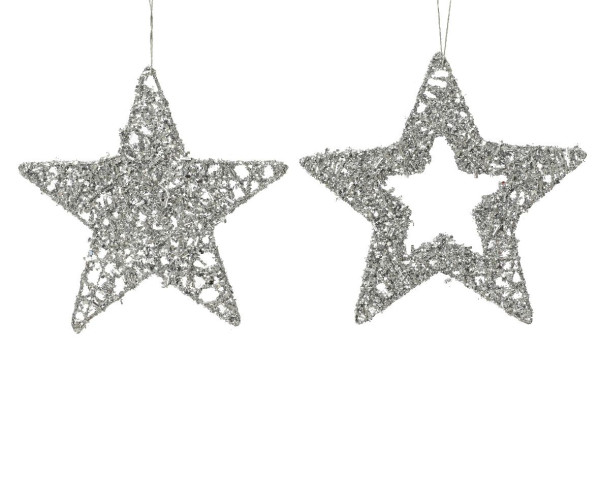Christbaumschmuck Hänger IRON STAR silber in silberfarben aus Eisen