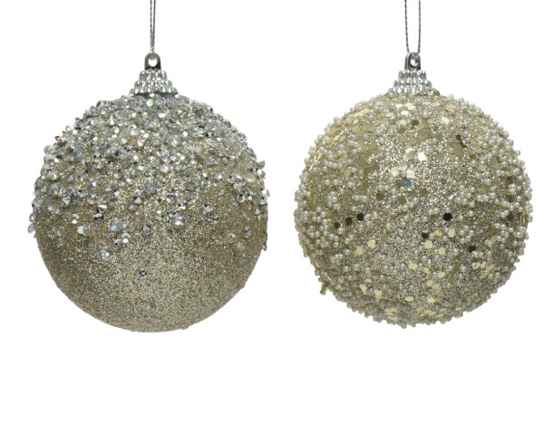 Weihnachtskugel DIANA in champagner aus Kunststoff