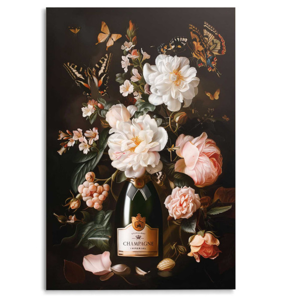 Glasbild CHAMPAGNE FLOWERS