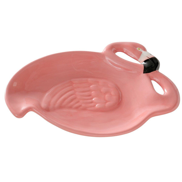 Servierplatte FLAMINGO in rosa aus Steingut