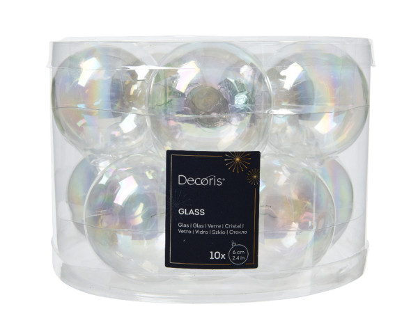 Weihnachtskugel-Set IRIS in transparent aus Glas