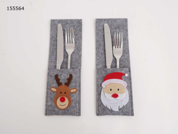 Bestecktasche X-MAS in mehrfarbig aus Filz