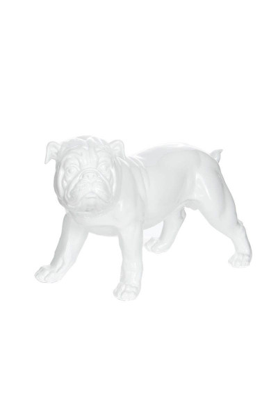 Skulptur BULLDOG in weiß aus Kunstharz