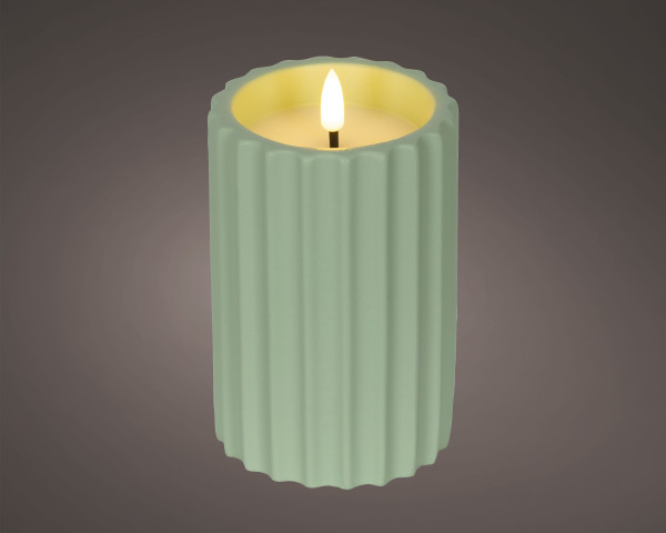 Kerze LED BETON grün in grün aus Wachs