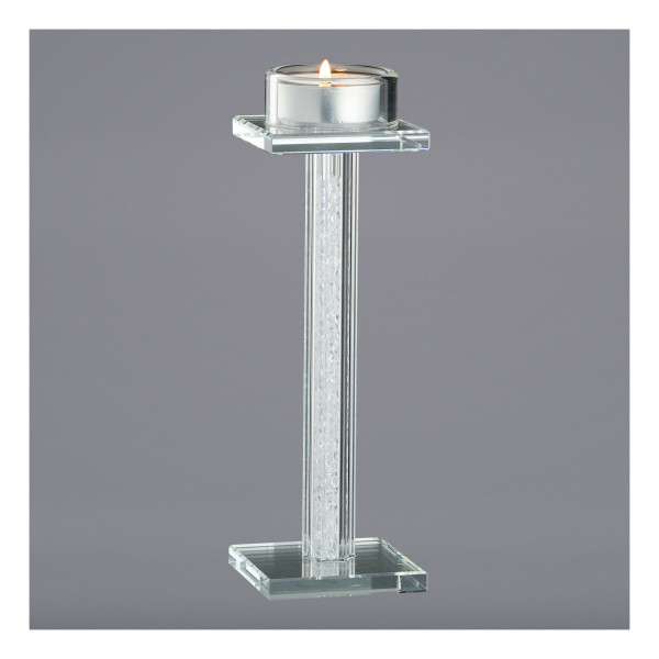 Teelichthalter KRISTAL in silberfarben aus Glas