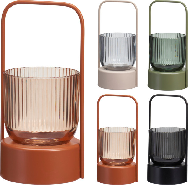 Windlicht RIFFLE in mehrfarbig aus Glas