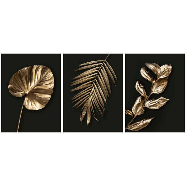 Bilder-Set GOLD BLACK TRIPTYCH in mehrfarbig aus Holz