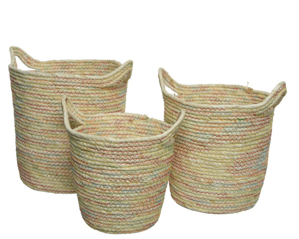 Korb SAHARA in beige aus Maisblatt