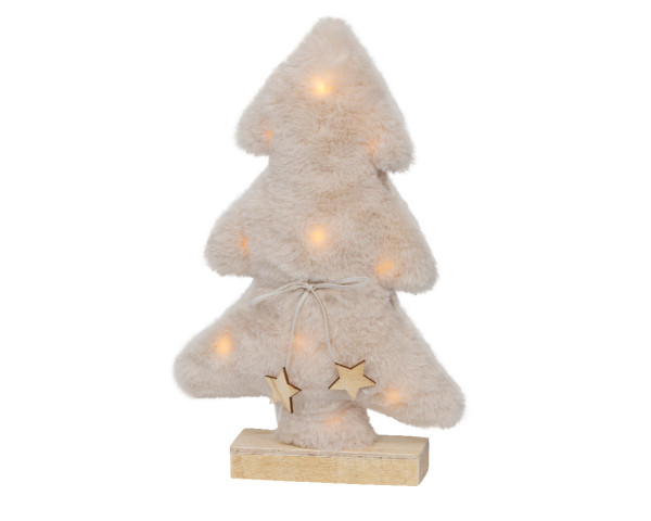 Dekoobjekt LED TREE creme in braun aus Materialmix