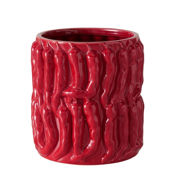 Pflanztopf PEPERONI in rot aus Steinzeug