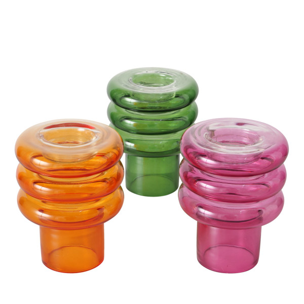 Teelichthalter LOOPS in mehrfarbig aus Glas