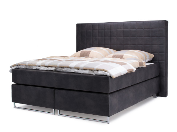 Boxspringbett KARO in anthrazit aus Kunstleder
