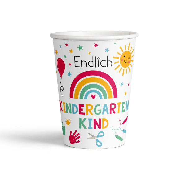 Pappbecher-Set KINDERGARTEN in mehrfarbig aus Papier