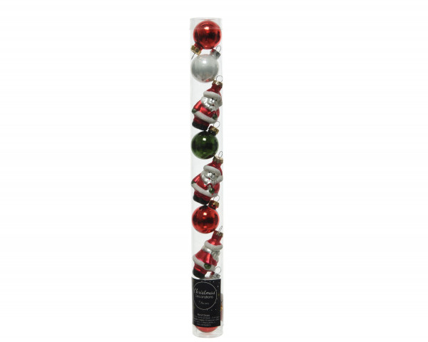 Weihnachtskugel-Set SANTA in mehrfarbig aus Glas