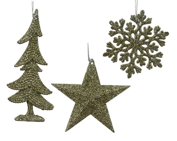 Christbaumschmuck Hänger GLITTER in grün aus Kunststoff
