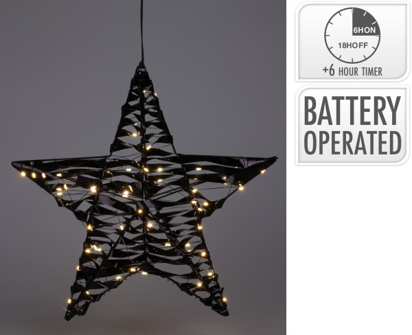 Dekoobjekt LED STERN in schwarz aus Kunststoff