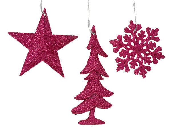 Christbaumschmuck Hänger GLITTER pink in pink aus Kunststoff