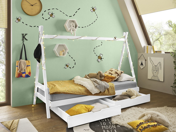 Kinderbett SANJAR in weiß aus Kiefer