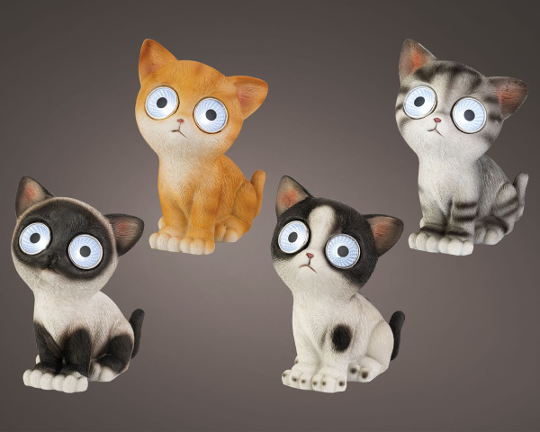 Dekofigur SOLAR KATZE in mehrfarbig aus Polyresin