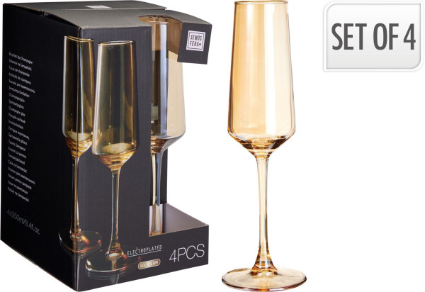 Sektglas-Set RIALTO in amber aus Glas
