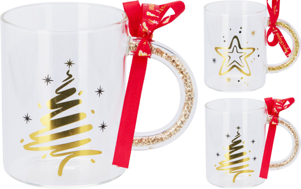 Trinkglas X-MAS in mehrfarbig aus Glas