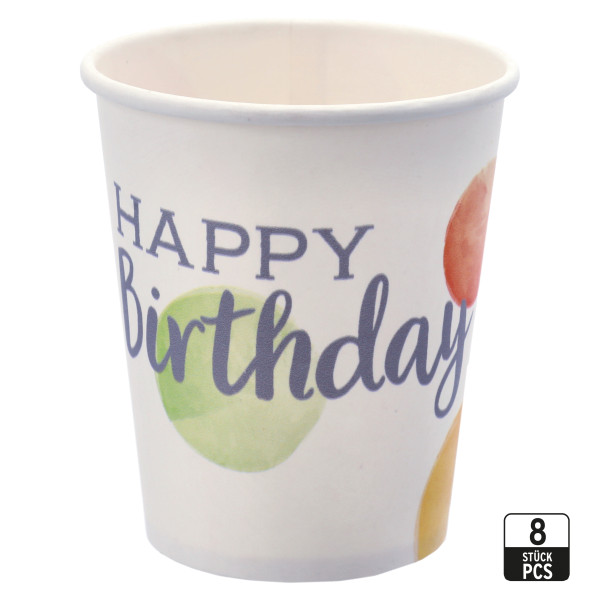 Trinkbecher-Set HAPPY BIRTHDAY in mehrfarbig aus Papier