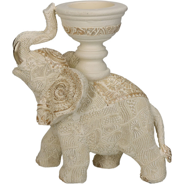 Teelichthalter ELEFANT in beige aus Kunstharz