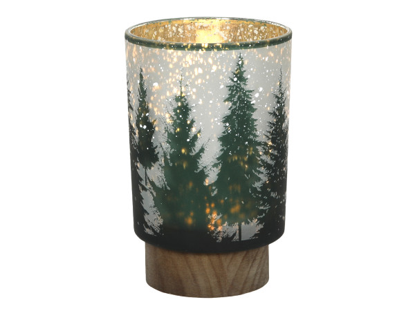 Windlicht LED X-MAS TREE in blau aus Edelstahl