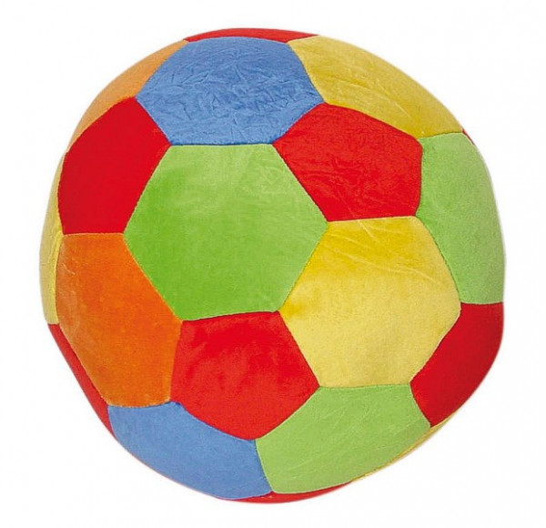 Velour-Ball mit Rassel in bunt aus Stoff