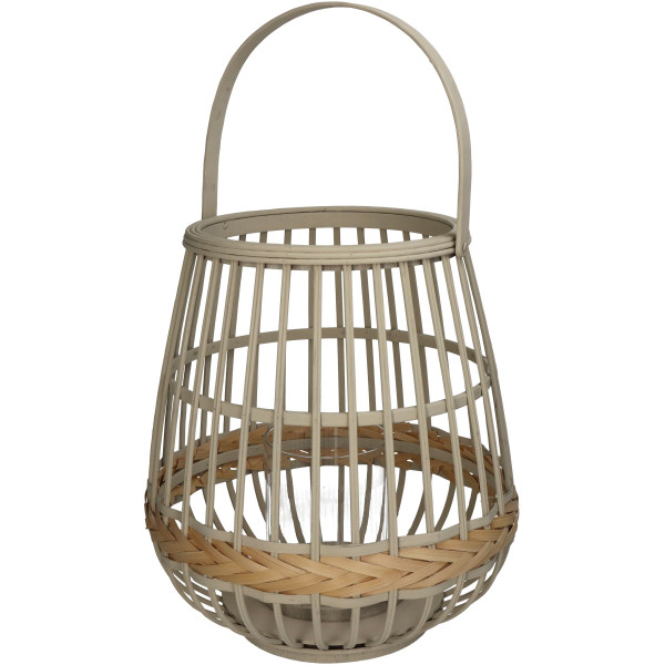 Laterne BAMBOO in beige aus Bambus