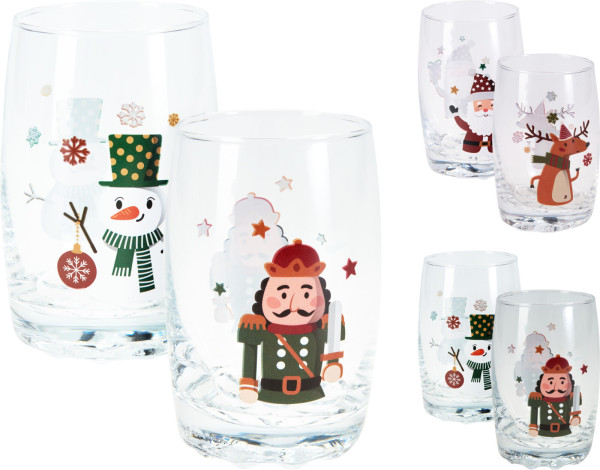 Trinkglas X-MAS in mehrfarbig aus Glas