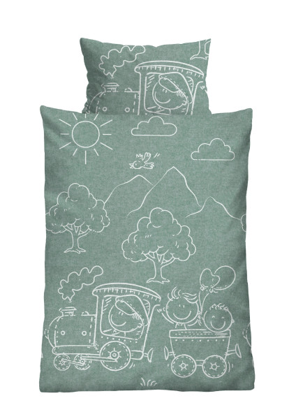 Bettwäsche MELANGE fichte in Fichte aus Baumwolle