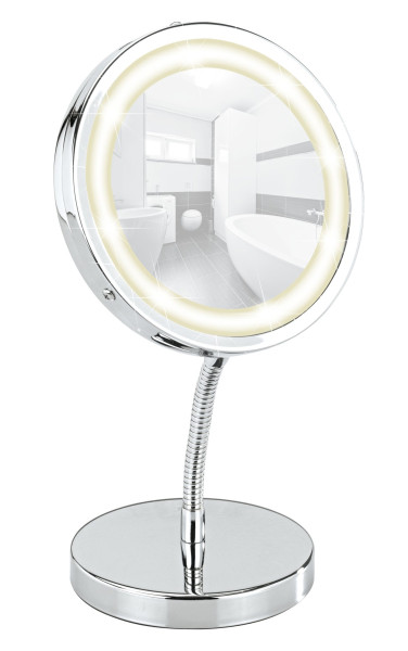 LED Kosmetikspiegel Brolo in chromfarben aus Stahl