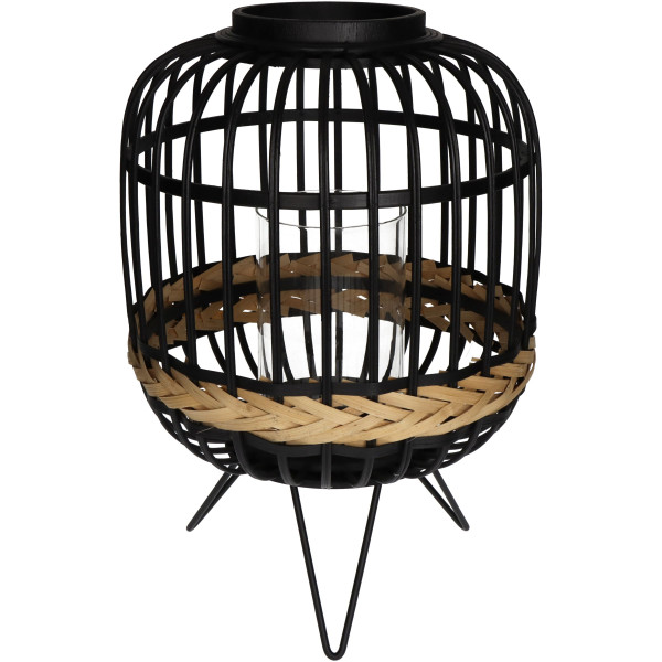 Laterne BAMBOO in schwarz aus Bambus