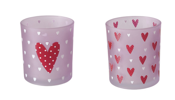 Windlicht MILENA in pink aus Glas